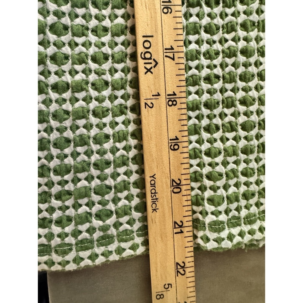 Kim & Cami Textured Geo Knit Polo Top Green White Small Coastal Mod - Picture 7 of 7